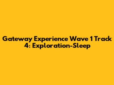 Gateway Experience Wave 1 Track 4: Exploration-Sleep